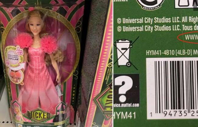 Mattel advierte a los padres sobre error en empaques de muñecas de Wicked que dirige a un sitio web inapropiado