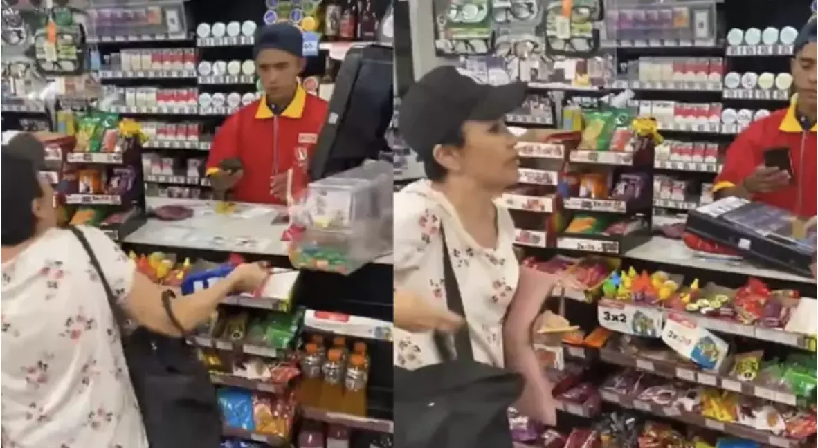 Una mujer tomó la terminal del mostrador y jaló la caja registradora porque no la atendieron 