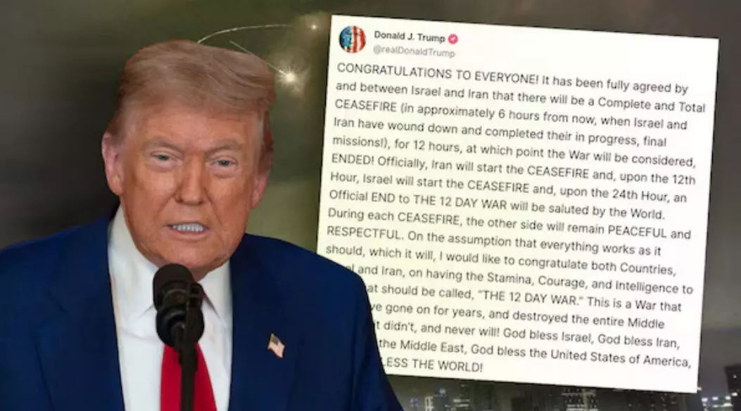 Donald Trump, presidente de EU, felicitó a Israel e Irán por la voluntad de terminar con la que llamó la ‘Guerra de los 12 días’, la cual, dij