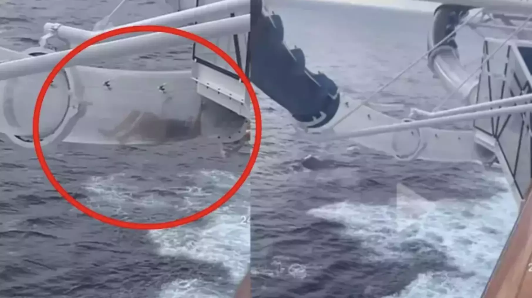 La pasajera quedó atorada en una sección transparente del tobogán, suspendido sobre el mar. 