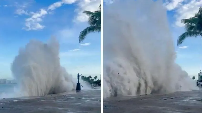 En redes sociales se han compartido imágenes de las altas olas que se han presentado la tarde de este martes 7 de octubre en las costas de Puerto Val
