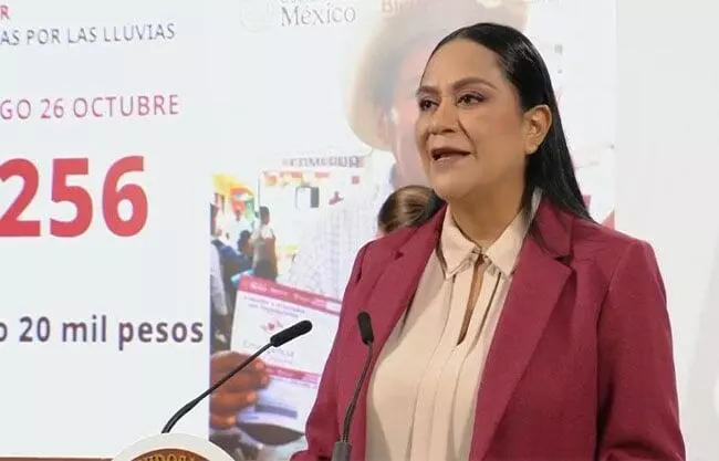 Ariadna Montiel indicó que para apoyar a los damnificados por las lluvias, el Gobierno federal ha entregado más de mil 405 millones de pesos