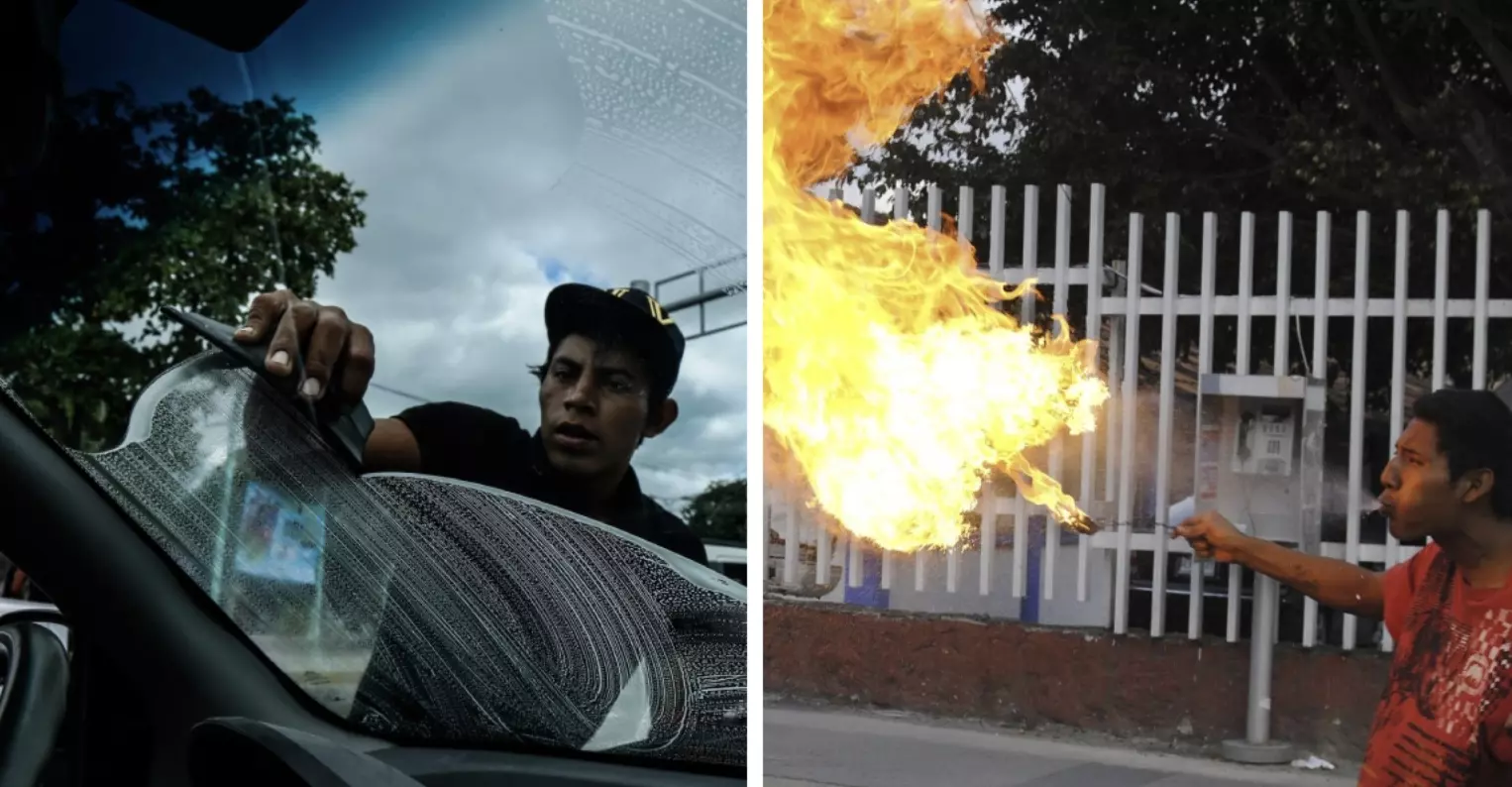 Limpia parabrisas vs Tragafuego.