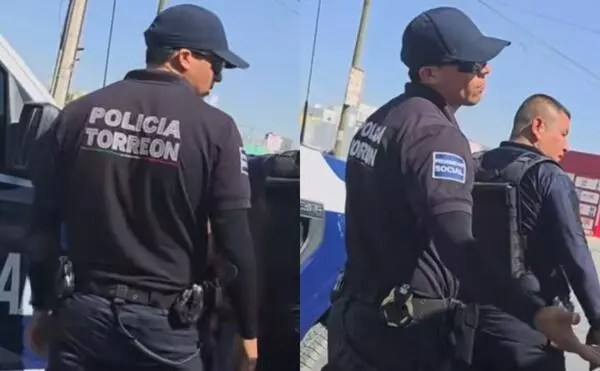 En viral se convirtió un video sobre cómo un policía de Torreón, Coahuila, regaña a una mujer, ya que presuntamente denuncia a su pareja, sólo p