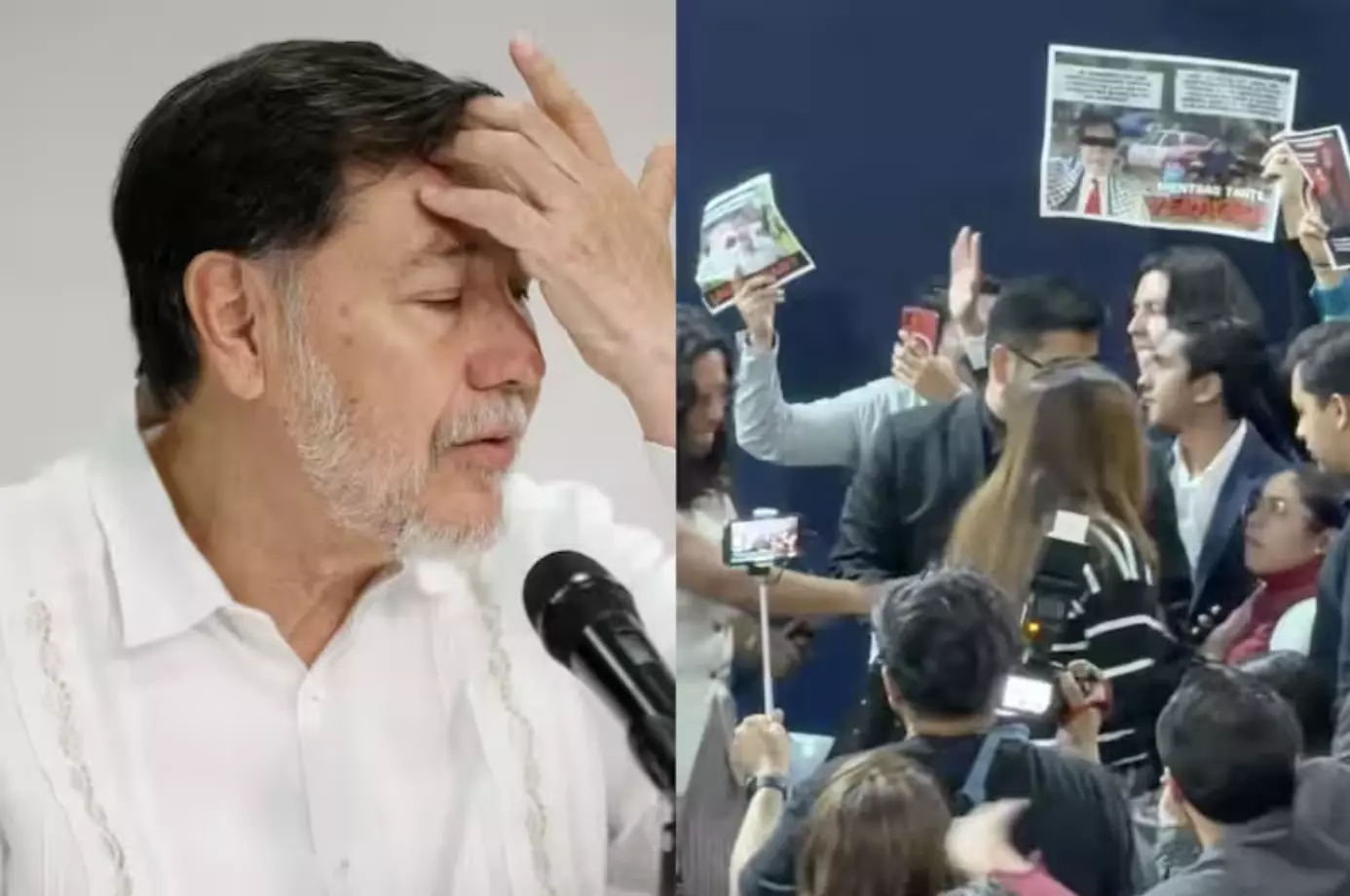 El senador de Morena fue encarado por un grupo de estudiantes que le reclamaron sus lujos y su viaje a Palestina. 