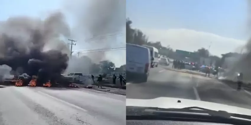 Manifestantes quemaron llantas y bloquearon carriles; la protesta fue detonada por la sanción a un compañero 