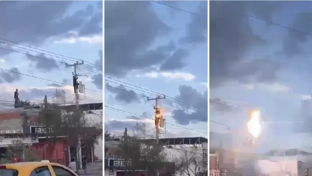 Vecinos grabaron el momento exacto de la descarga eléctrica que sufrió el supuesto ladrón 