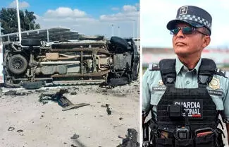 El jefe militar bajó de la patrulla y se acercó a la camioneta que estalló levantando una enorme columna de humo.