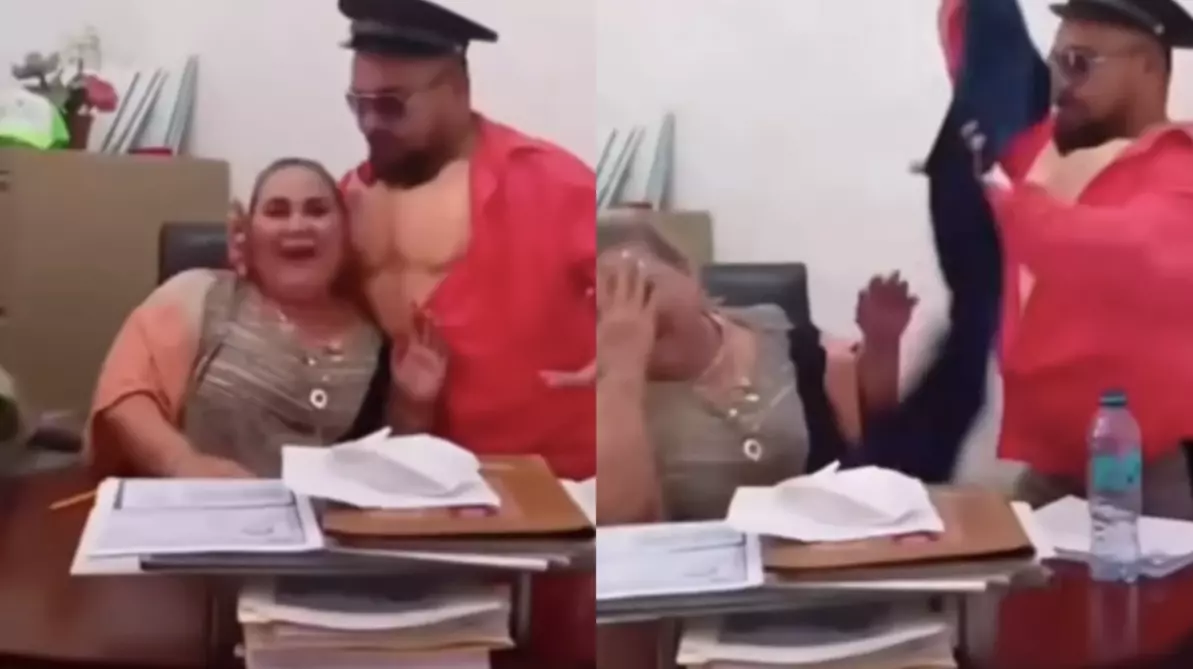 ¡Así trabajaran! La regidora Rosa María Huerta enfrenta críticas tras difundirse un video de un show con stripper dentro de su oficina en Rioverde