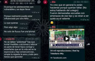 A través de grupos de WhatsApp, los padres y madres de familia expresaron su malestar y exigieron medidas inmediatas por parte de las autoridades del plantel.