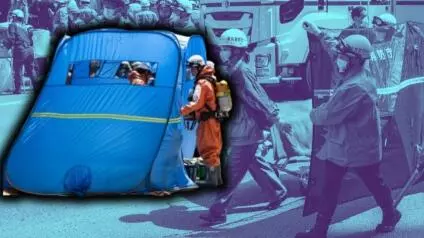 Las calles alrededor del edificio en el distrito comercial de Ginza, donde se encuentra el centro comercial, fueron bloqueadas tras el incidente