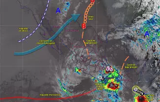 Debido a las amplias bandas nubosas de la tormenta, se prevén lluvias muy fuertes