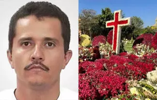 Las imágenes compartidas en redes sociales mostraron que la tumba fue cubierta principalmente con rosas rojas y decoraciones de gran tamaño