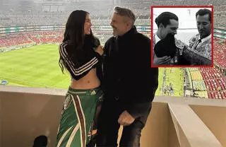 La cantante mexicana y el intérprete español coincidieron durante el partido entre México y Ecuador