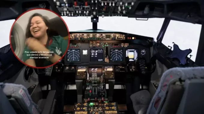 El piloto ofreció un mensaje conmovedor para los pasajeros mexicanos, el cual fue grabado por una joven llamada Valen González, que portando su camiseta del tricolor, escuchó atenta durante el aterrizaje 