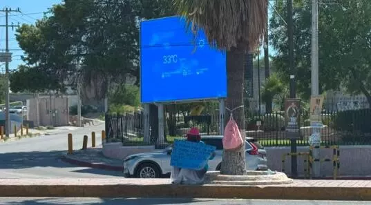 Originaria de una comunidad cercana a San Cristóbal de las Casas, Angelina permanece con un cartel en mano en el cruce del bulevar Pape y calle Ecuad