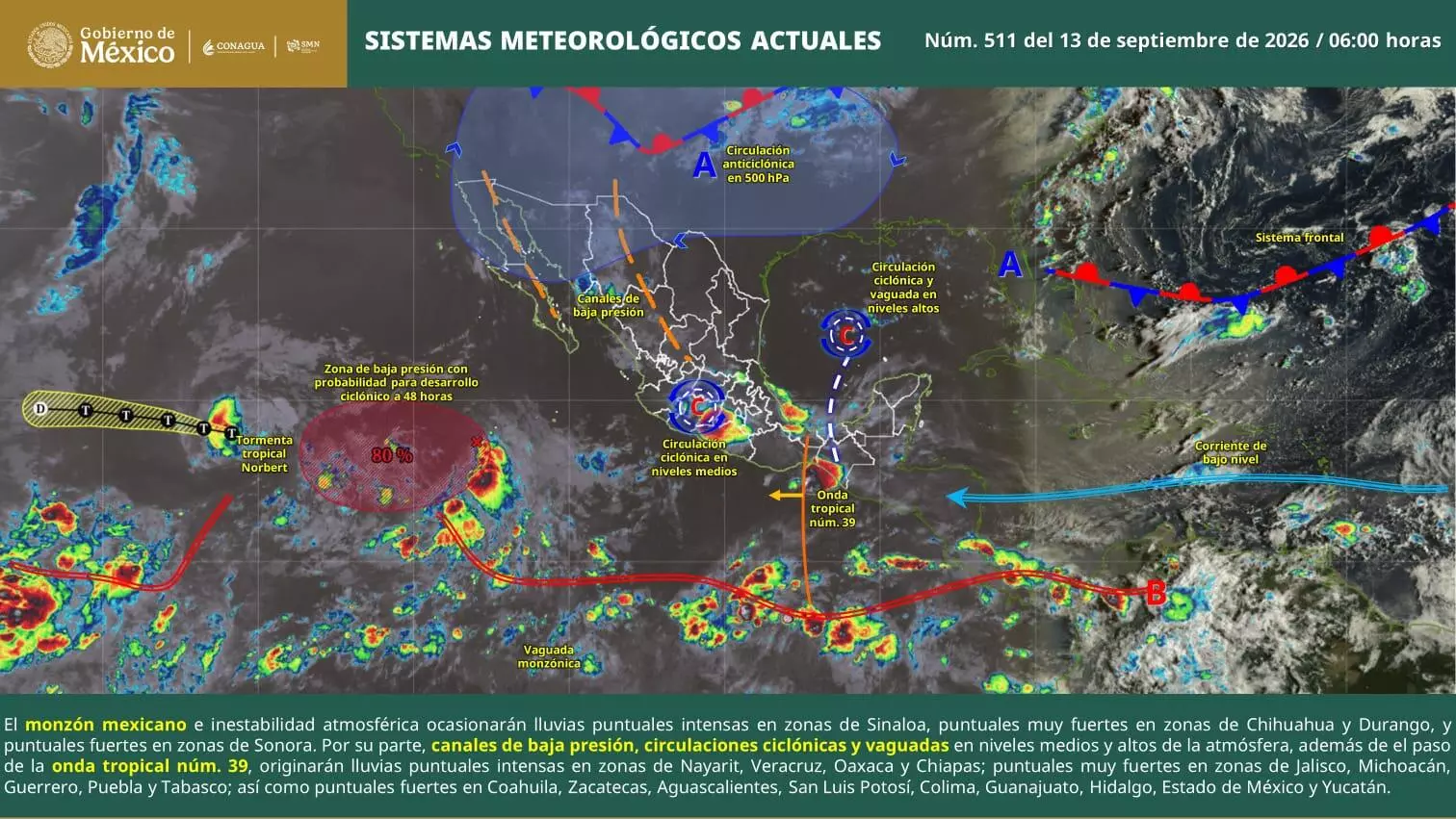 Lluvias fuertes y rachas de viento se prevén este lunes en Coahuila
