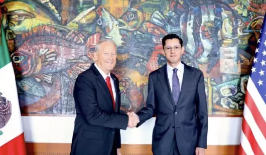 El diálogo entre el canciller Velasco y el diplomático estadounidense fue previo a la reunión de la presidenta Claudia Sheinbaum este jueves en Palacio Nacional para recibir con un grupo de empresarios de ambos países