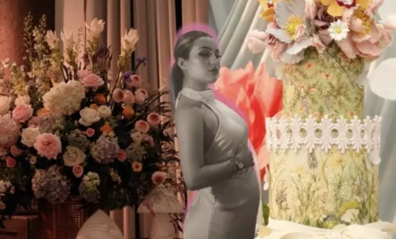 La hija de la cantante compartió en redes sociales algunas fotografías de la lujosa fiesta con temática de flores que revelaría el género de su bebé