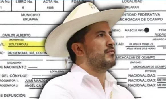 El gobierno de Michoacán mostró parte del acta de defunción en la que se establece, Manzo Rodríguez nunca contrajo nupcias